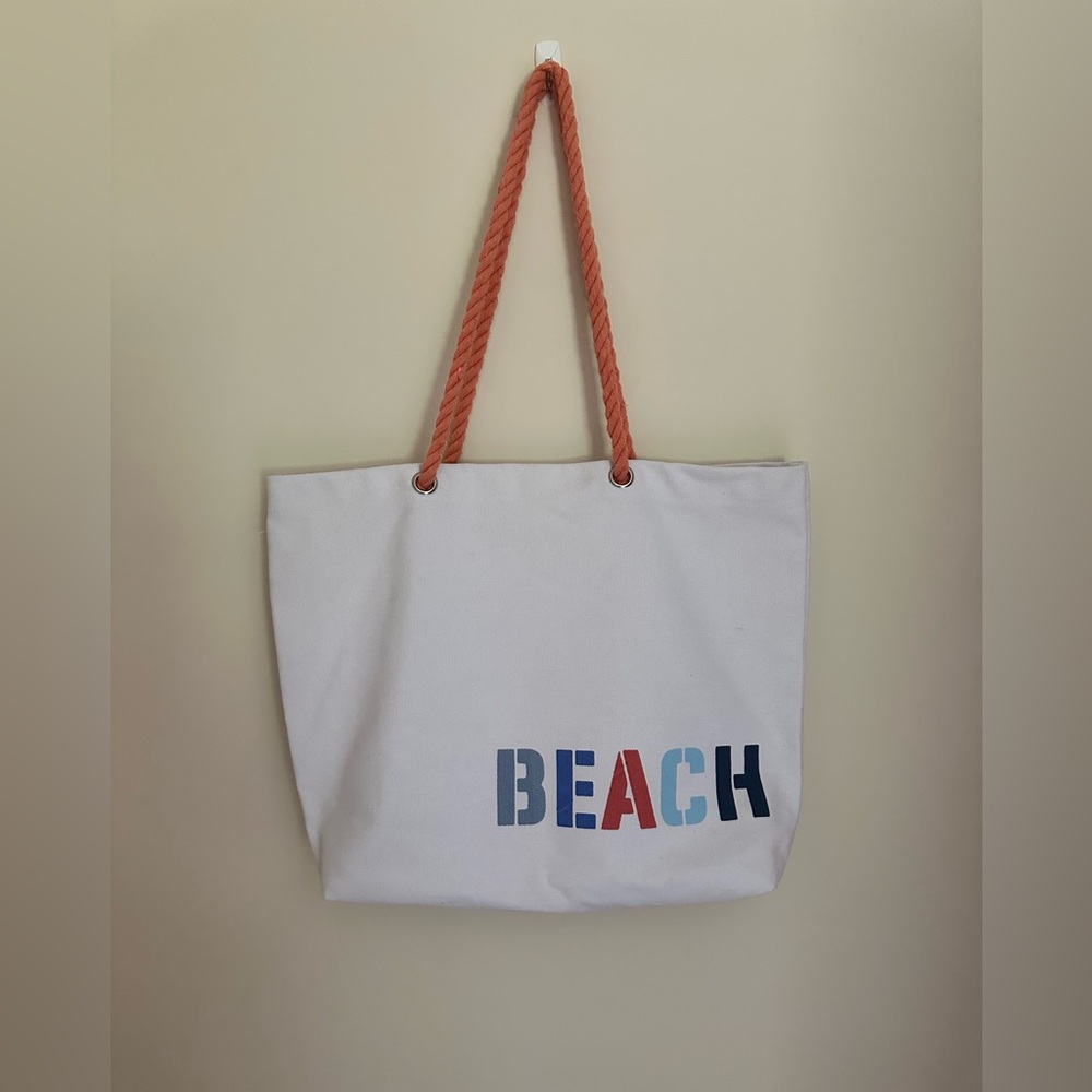 Beach tote white/ coral